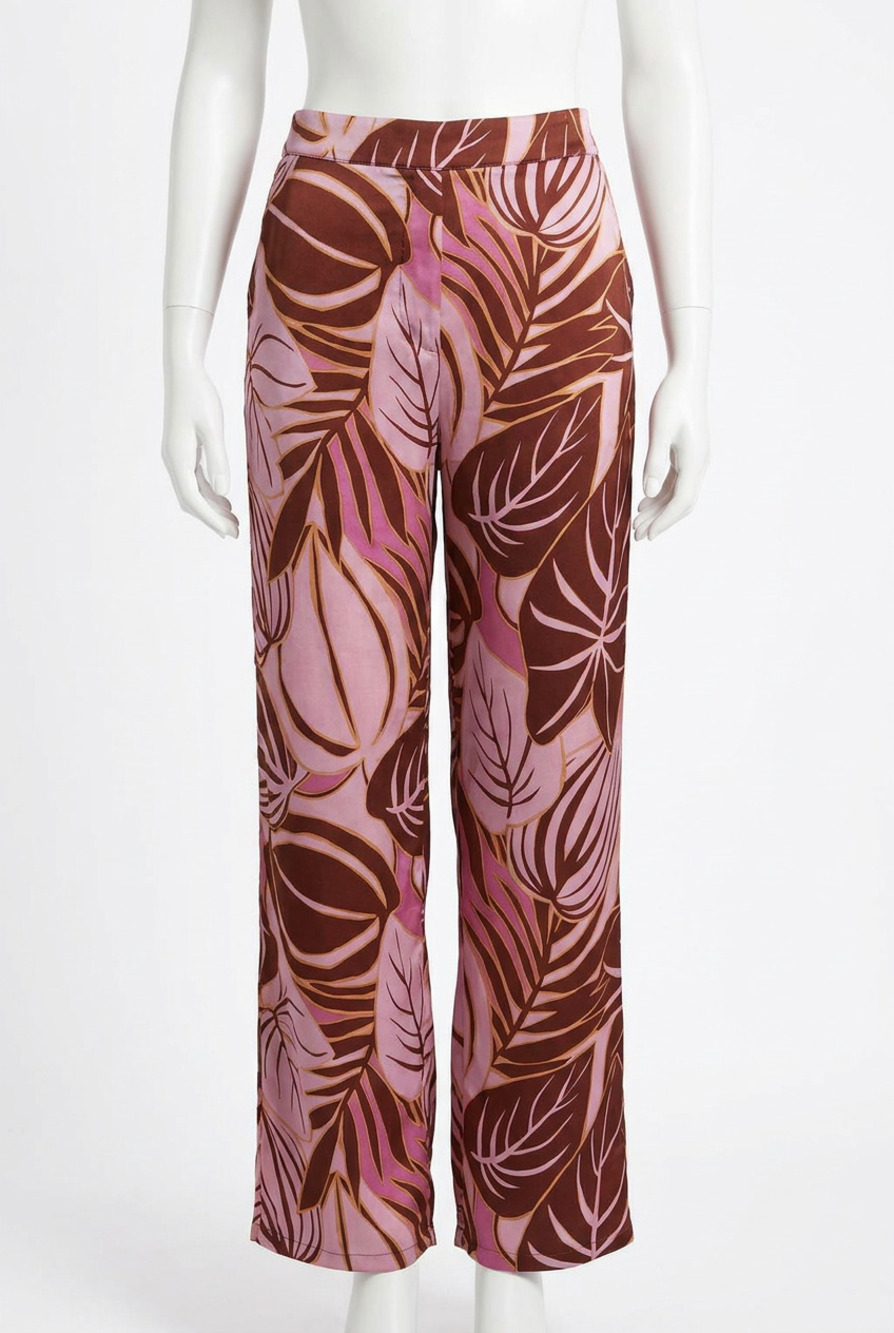 NEW FATE tropical print satin pants in multi